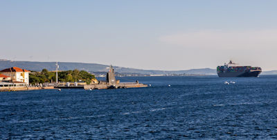 Submarine moored at the Çanakkale naval museum