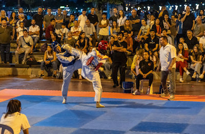 Kickboxing (?) tournament on Çanakkale's promenade