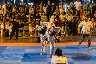Kickboxing (?) tournament on Çanakkale's promenade
