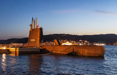 Submarine moored at the Çanakkale naval museum