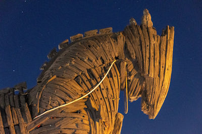Head of Çanakkale's Trojan horse (and stars!) at night