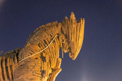 Head of Çanakkale's Trojan horse (and stars!) at night