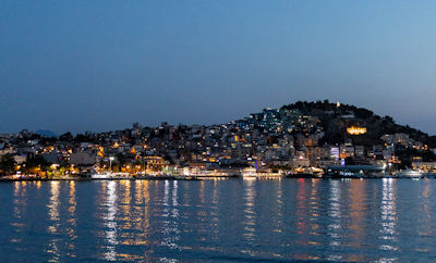 Panorama of Kuşadası seafront, Yılancı Burnu, harbour and Pigeon Island