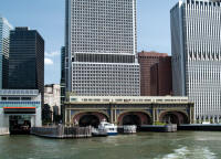 Governor’s Island ferry terminal from the ferry