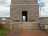 Tower on the Provincetown town hall from the base of the Pilgrim Monument